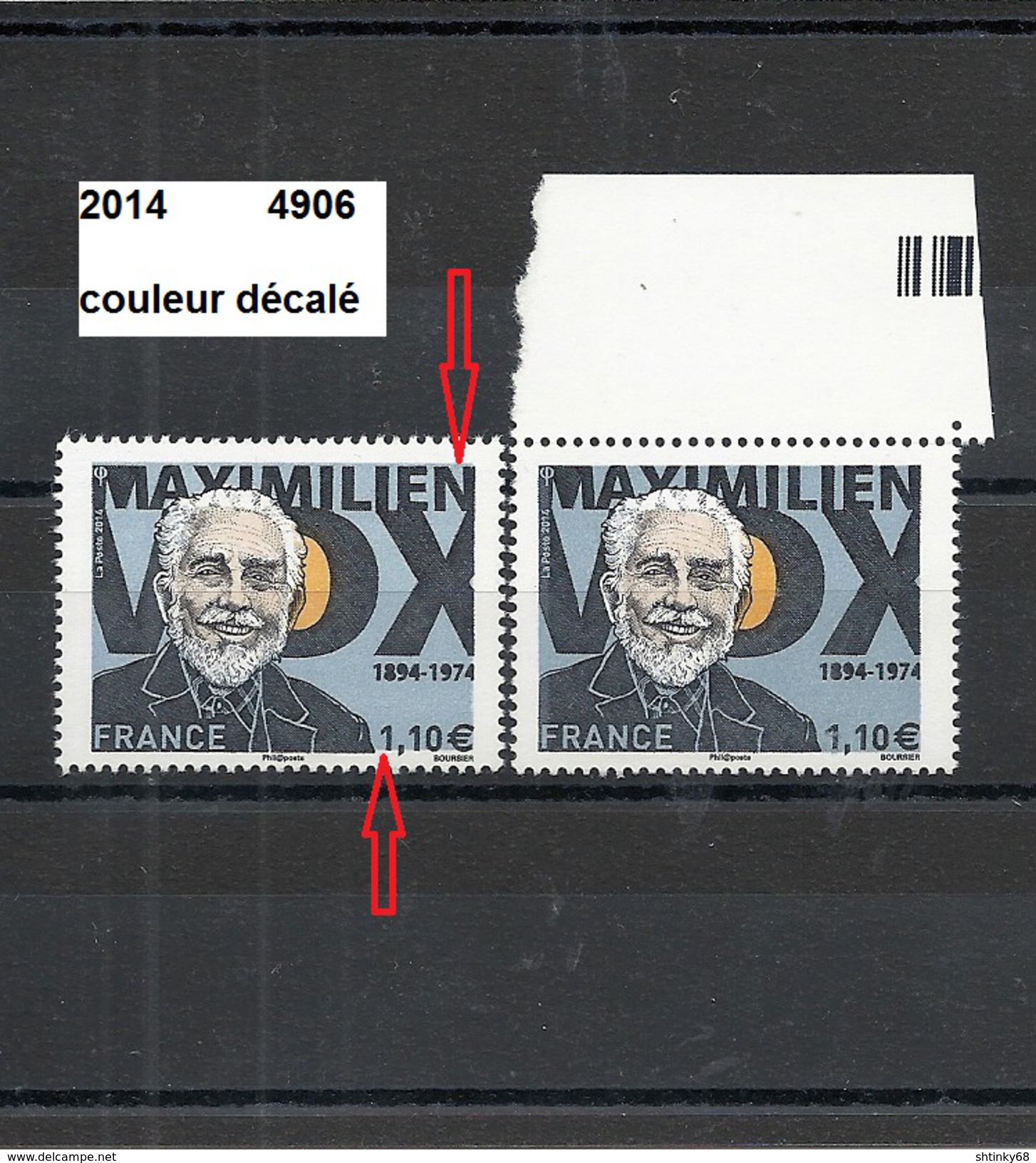 Variété De 2014 Neuf** Y&T N° 4906 Couleur Décalé - Unused Stamps