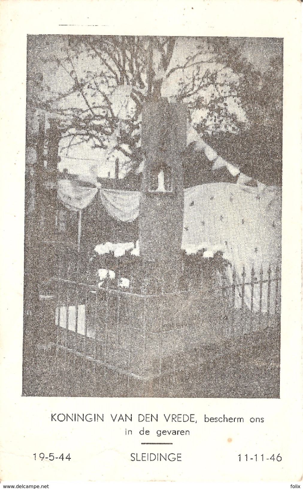 Sleidinge Monument Koningin Van Den Vrede, Bescherm Ons In De Gevaren 11 Nov 1946 - Evergem