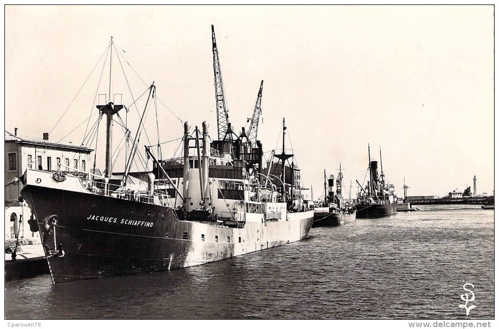 Carte Photo Cpsm Sète  Bateau " Jacques Schiafino  " Société Algérienne De Navigation Pour L´Afrique Du Nord - Handel