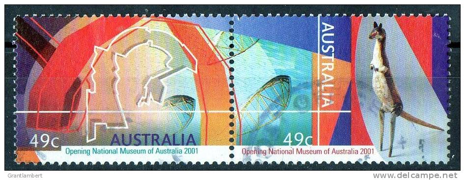 Australia 2001 Opening Of National Museum 49c Se-tenant Pair Used, Kangaroo On Right - Used Stamps