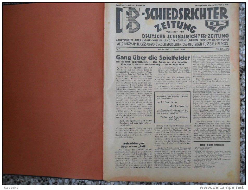 SCHIEDSRICHTER ZEITUNG 1934 (FULL YEAR, 24 NUMBER), DFB  Deutscher Fußball-Bund,  German Football Association - Bücher