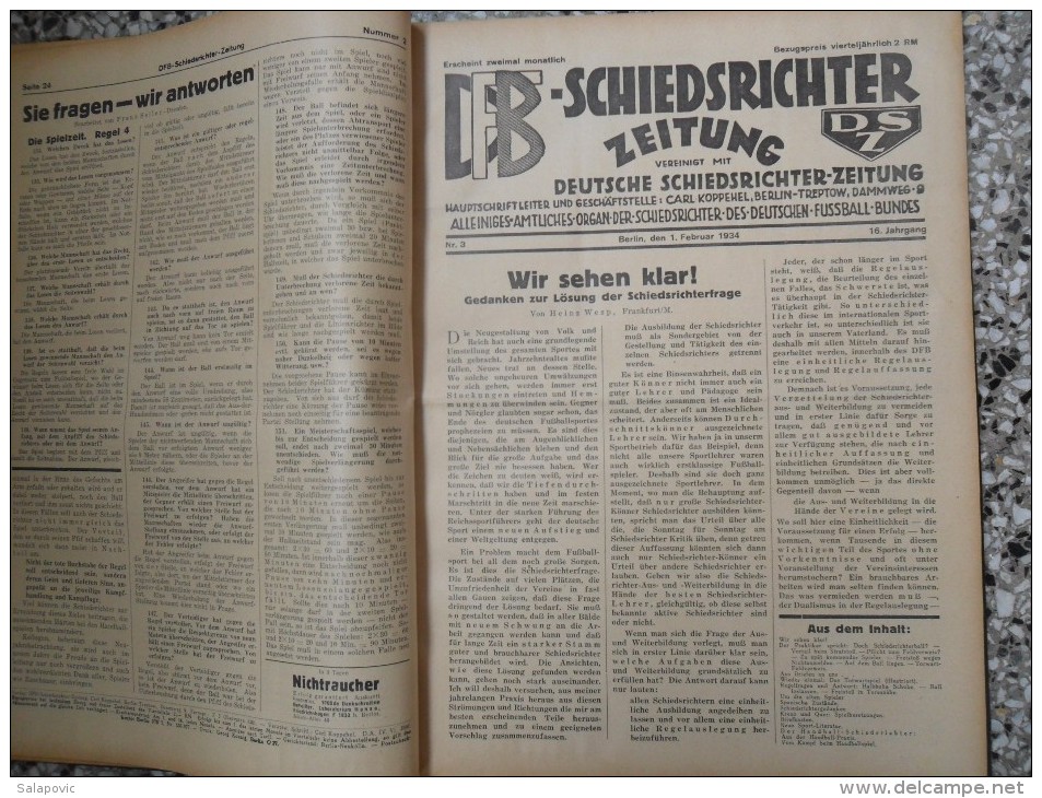 SCHIEDSRICHTER ZEITUNG 1934 (FULL YEAR, 24 NUMBER), DFB  Deutscher Fußball-Bund,  German Football Association - Bücher