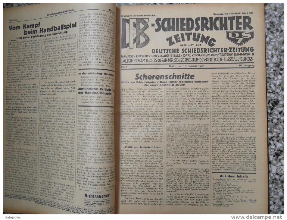 SCHIEDSRICHTER ZEITUNG 1934 (FULL YEAR, 24 NUMBER), DFB  Deutscher Fußball-Bund,  German Football Association