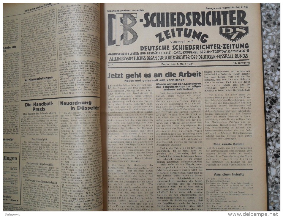 SCHIEDSRICHTER ZEITUNG 1934 (FULL YEAR, 24 NUMBER), DFB  Deutscher Fußball-Bund,  German Football Association