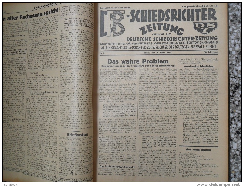 SCHIEDSRICHTER ZEITUNG 1934 (FULL YEAR, 24 NUMBER), DFB  Deutscher Fußball-Bund,  German Football Association