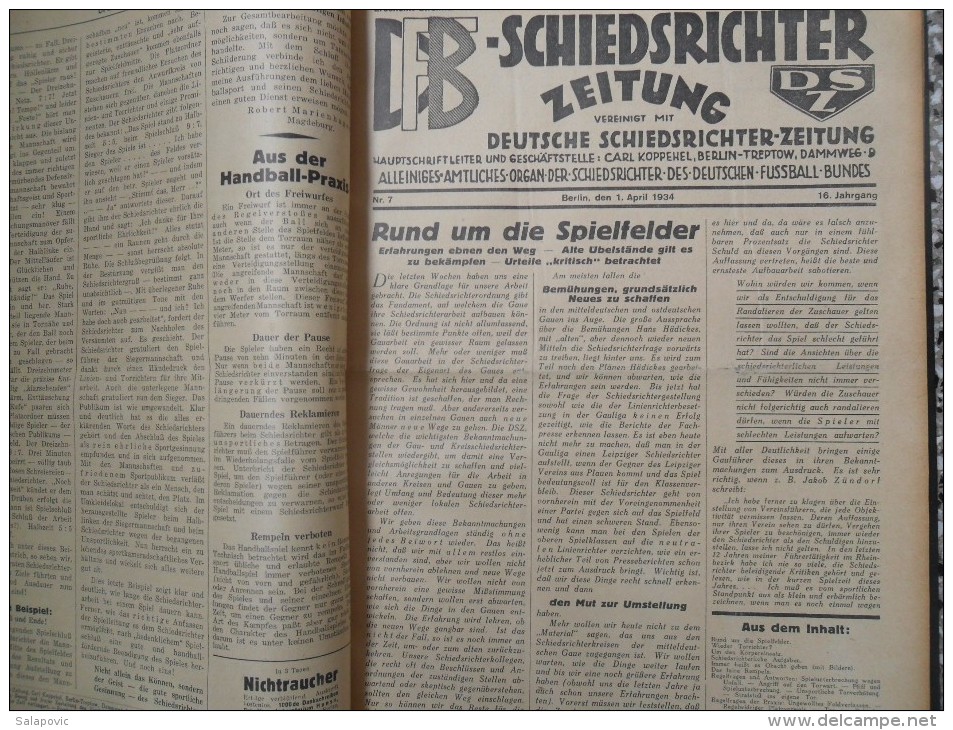 SCHIEDSRICHTER ZEITUNG 1934 (FULL YEAR, 24 NUMBER), DFB  Deutscher Fußball-Bund,  German Football Association