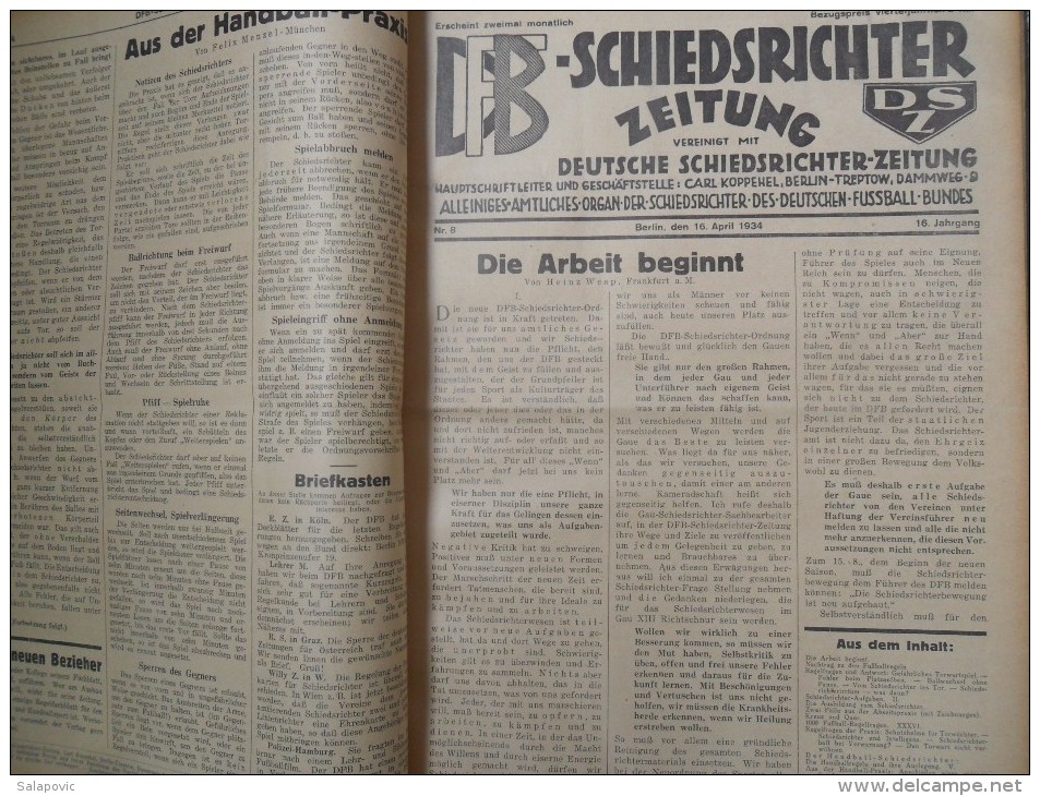 SCHIEDSRICHTER ZEITUNG 1934 (FULL YEAR, 24 NUMBER), DFB  Deutscher Fußball-Bund,  German Football Association