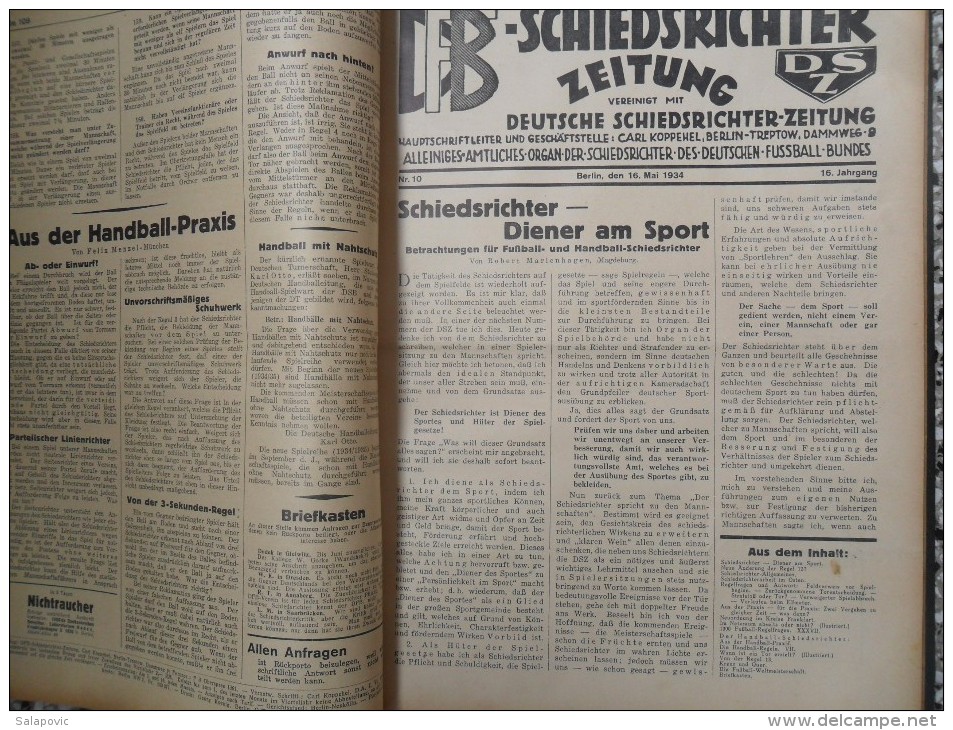 SCHIEDSRICHTER ZEITUNG 1934 (FULL YEAR, 24 NUMBER), DFB  Deutscher Fußball-Bund,  German Football Association