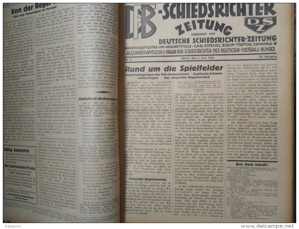 SCHIEDSRICHTER ZEITUNG 1934 (FULL YEAR, 24 NUMBER), DFB  Deutscher Fußball-Bund,  German Football Association