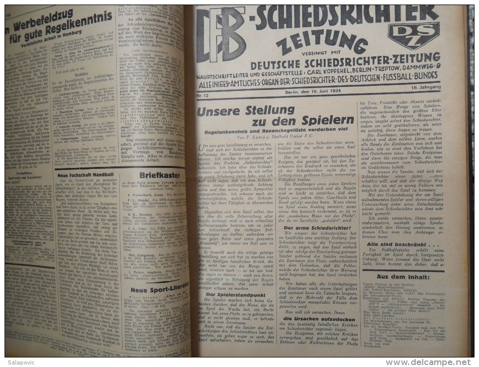 SCHIEDSRICHTER ZEITUNG 1934 (FULL YEAR, 24 NUMBER), DFB  Deutscher Fußball-Bund,  German Football Association