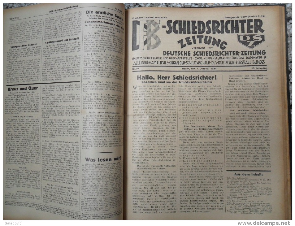 SCHIEDSRICHTER ZEITUNG 1934 (FULL YEAR, 24 NUMBER), DFB  Deutscher Fußball-Bund,  German Football Association