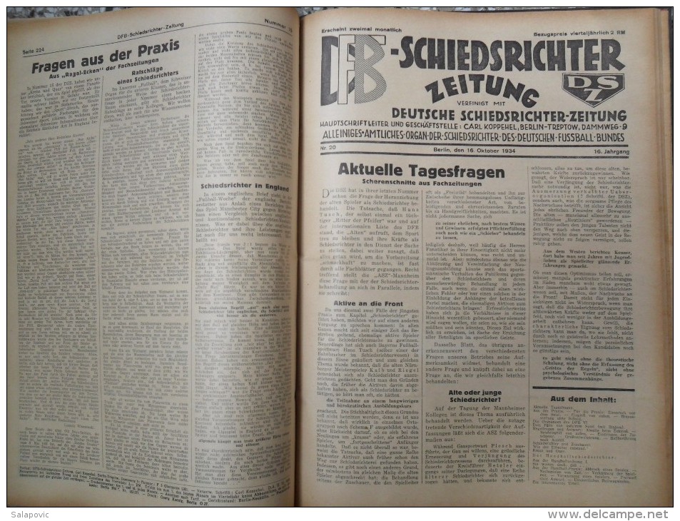 SCHIEDSRICHTER ZEITUNG 1934 (FULL YEAR, 24 NUMBER), DFB  Deutscher Fußball-Bund,  German Football Association