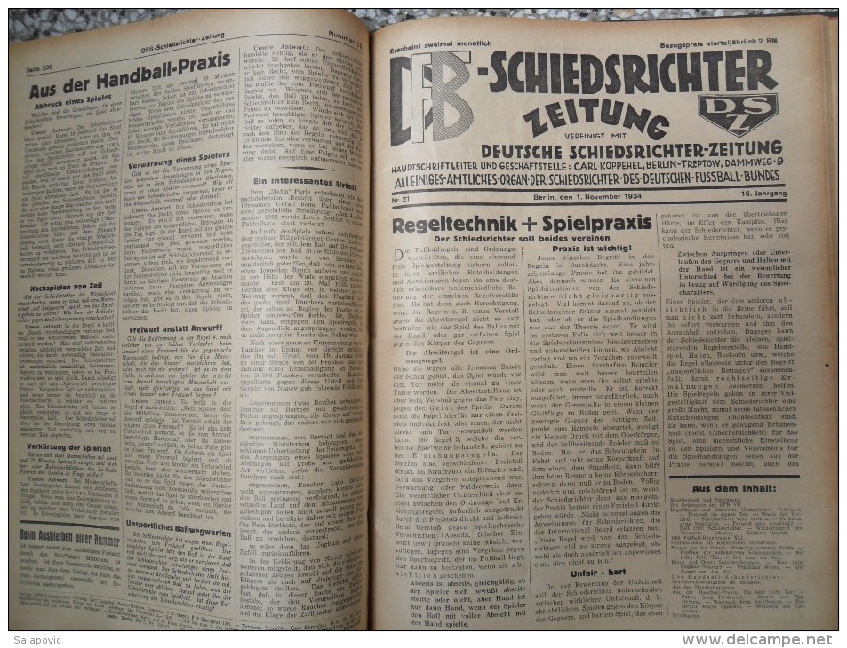 SCHIEDSRICHTER ZEITUNG 1934 (FULL YEAR, 24 NUMBER), DFB  Deutscher Fußball-Bund,  German Football Association