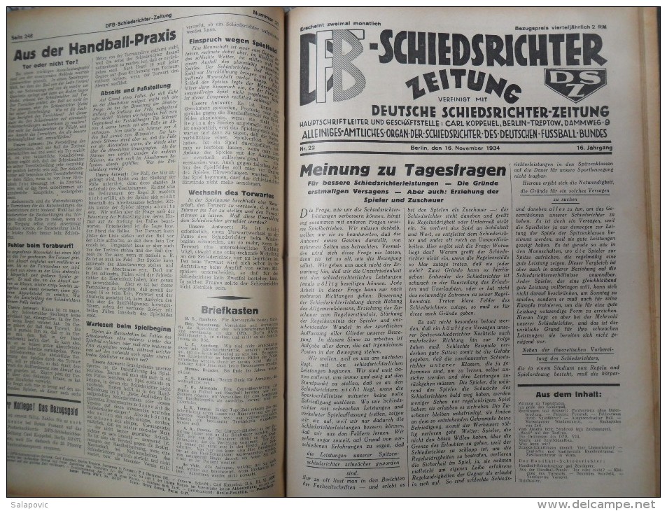 SCHIEDSRICHTER ZEITUNG 1934 (FULL YEAR, 24 NUMBER), DFB  Deutscher Fußball-Bund,  German Football Association