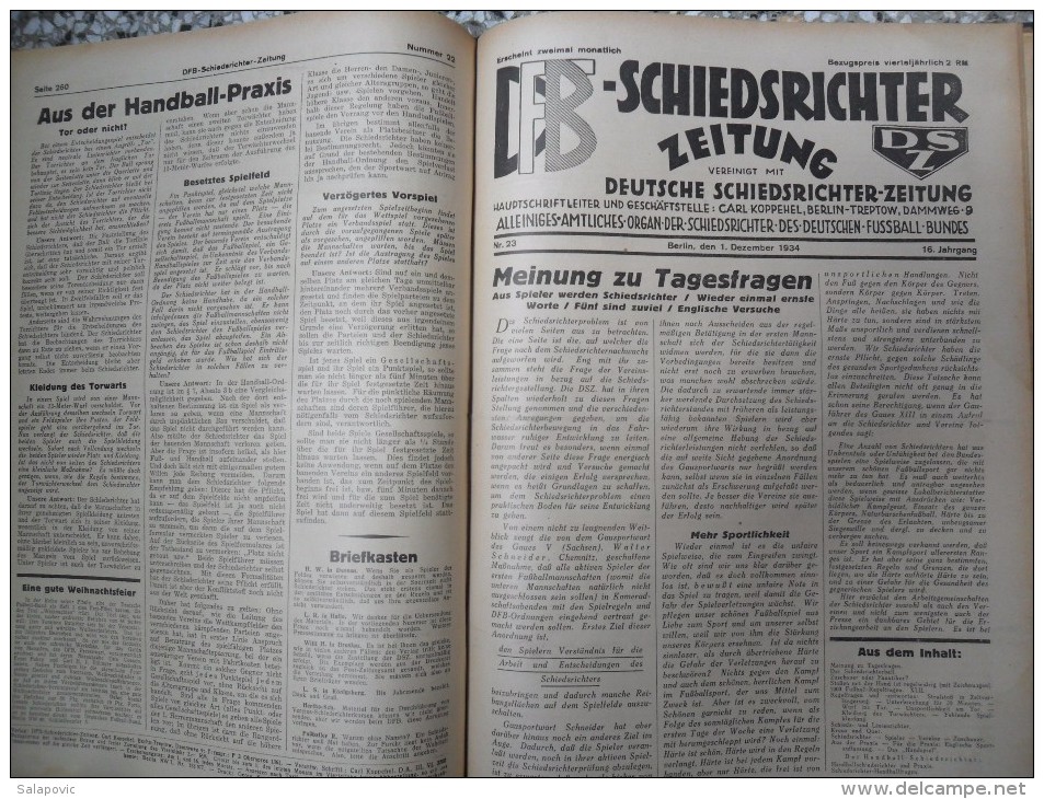 SCHIEDSRICHTER ZEITUNG 1934 (FULL YEAR, 24 NUMBER), DFB  Deutscher Fußball-Bund,  German Football Association