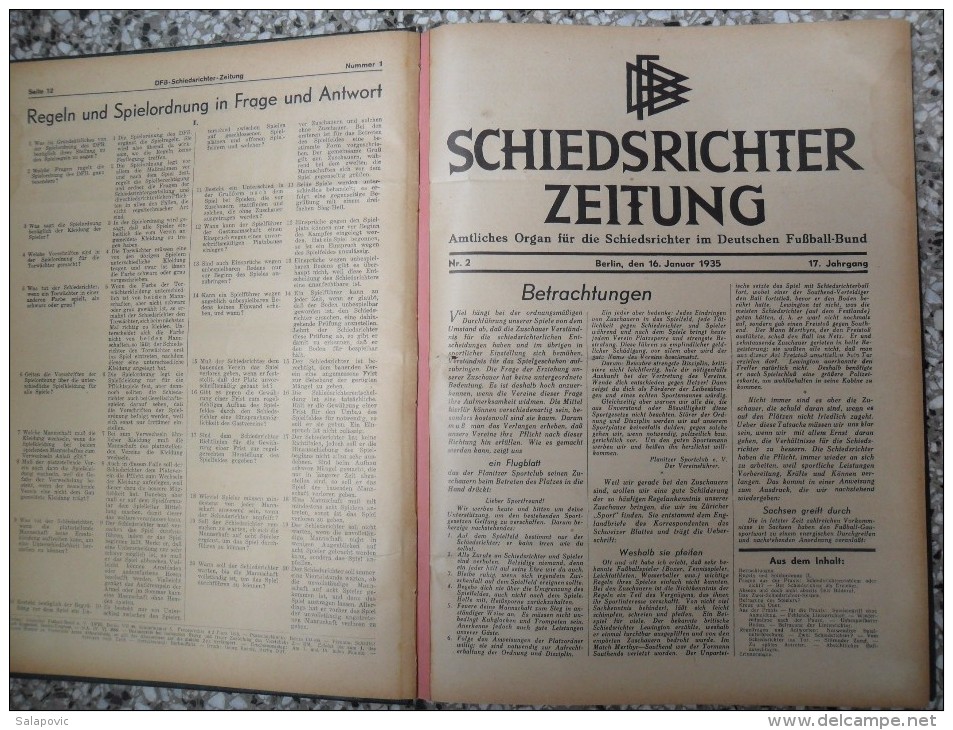 SCHIEDSRICHTER ZEITUNG 1935 (FULL YEAR, 24 NUMBER), DFB  Deutscher Fußball-Bund,  German Football Association - Books