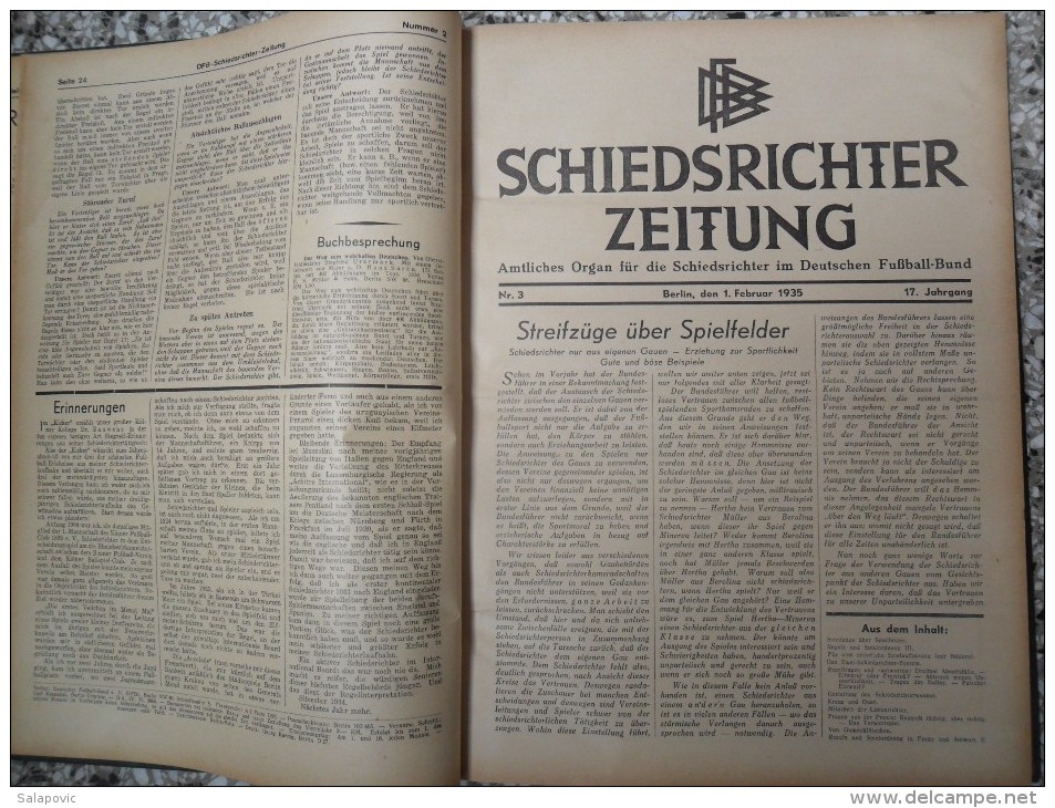 SCHIEDSRICHTER ZEITUNG 1935 (FULL YEAR, 24 NUMBER), DFB  Deutscher Fußball-Bund,  German Football Association - Bücher