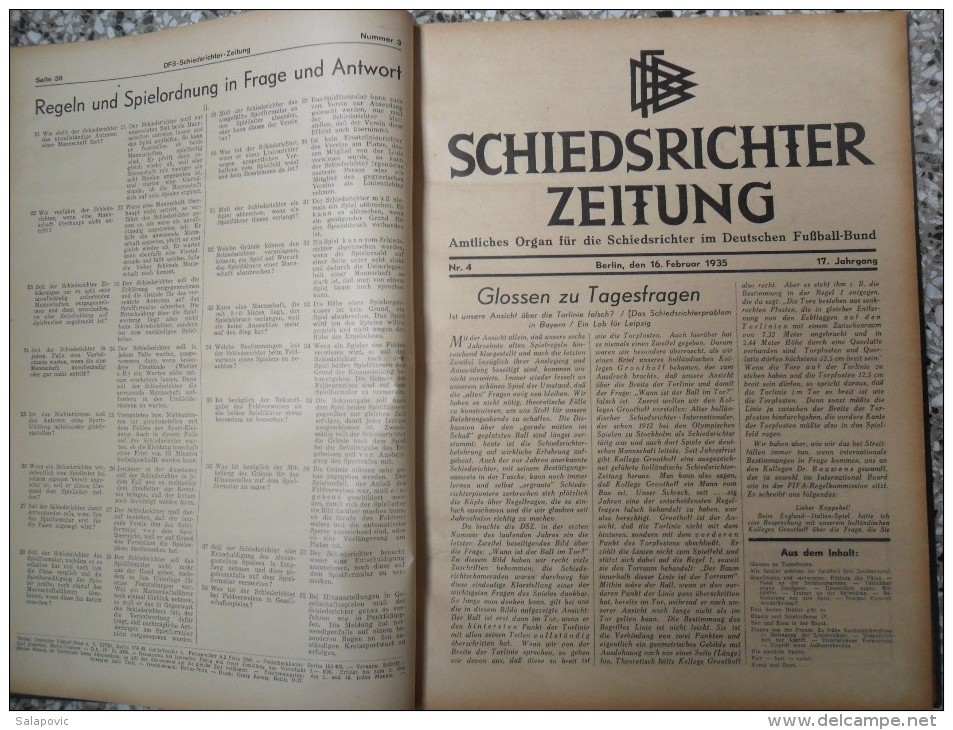 SCHIEDSRICHTER ZEITUNG 1935 (FULL YEAR, 24 NUMBER), DFB  Deutscher Fußball-Bund,  German Football Association