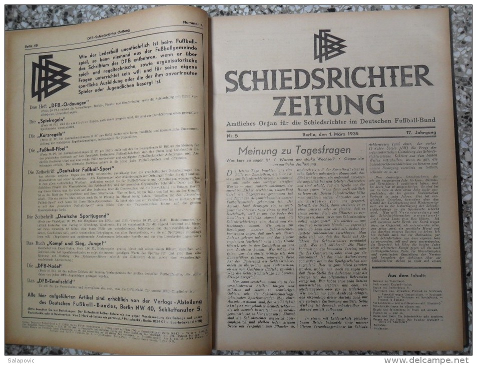 SCHIEDSRICHTER ZEITUNG 1935 (FULL YEAR, 24 NUMBER), DFB  Deutscher Fußball-Bund,  German Football Association