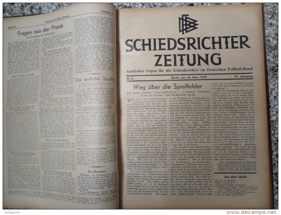 SCHIEDSRICHTER ZEITUNG 1935 (FULL YEAR, 24 NUMBER), DFB  Deutscher Fußball-Bund,  German Football Association