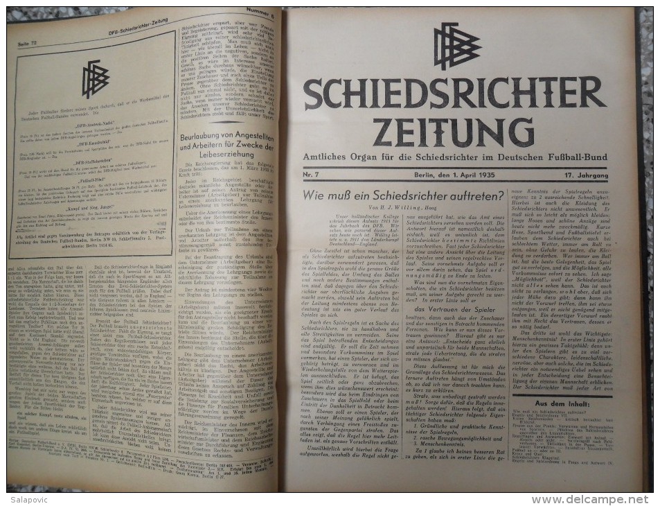 SCHIEDSRICHTER ZEITUNG 1935 (FULL YEAR, 24 NUMBER), DFB  Deutscher Fußball-Bund,  German Football Association