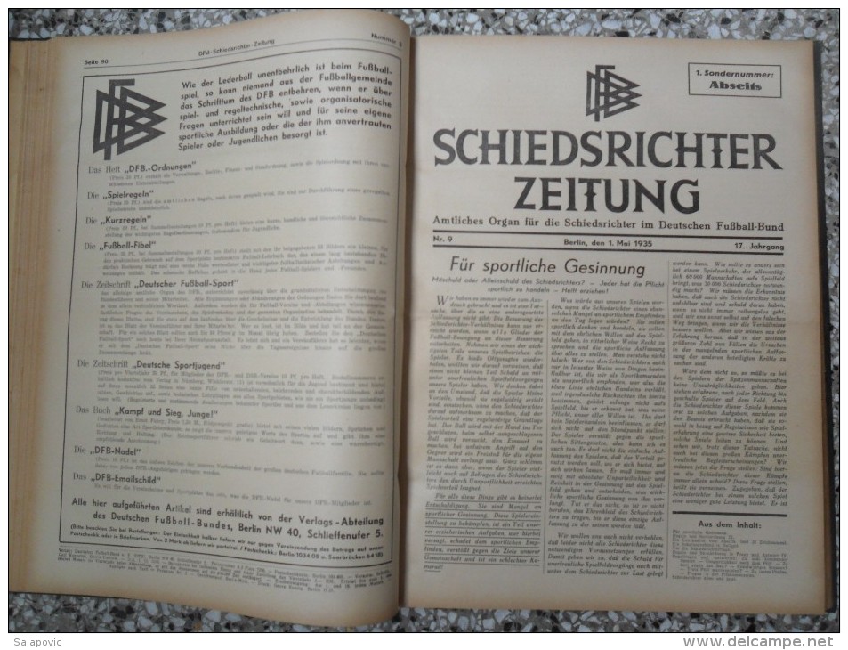 SCHIEDSRICHTER ZEITUNG 1935 (FULL YEAR, 24 NUMBER), DFB  Deutscher Fußball-Bund,  German Football Association