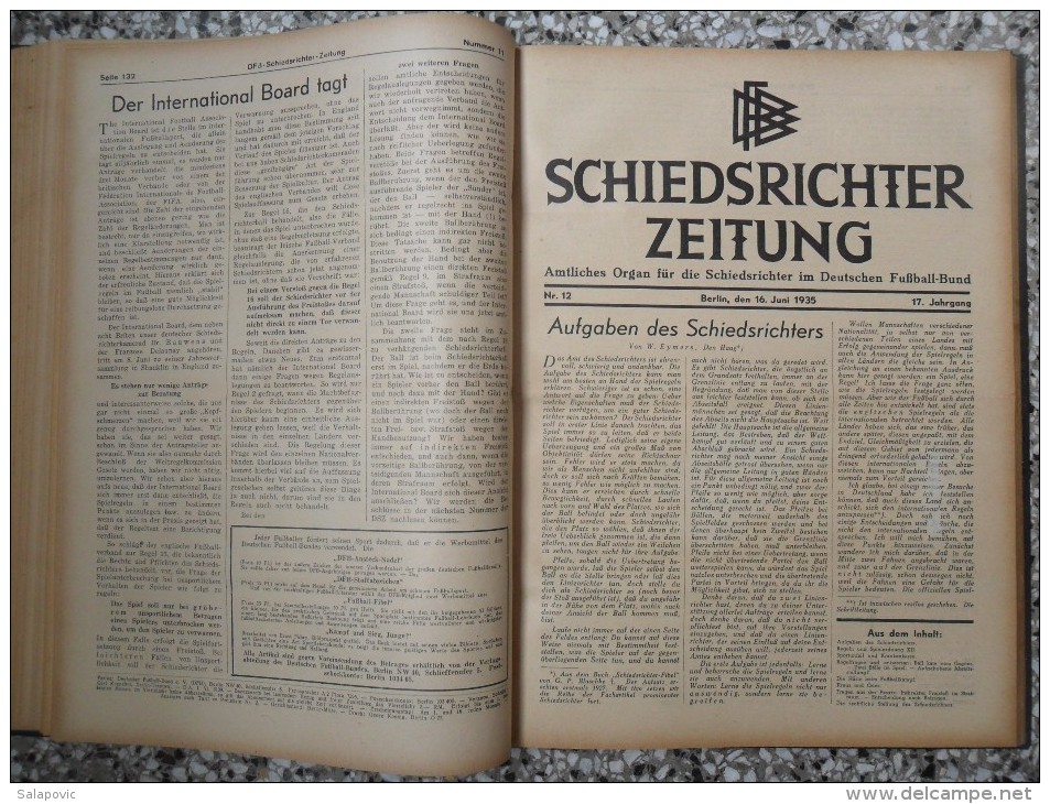 SCHIEDSRICHTER ZEITUNG 1935 (FULL YEAR, 24 NUMBER), DFB  Deutscher Fußball-Bund,  German Football Association