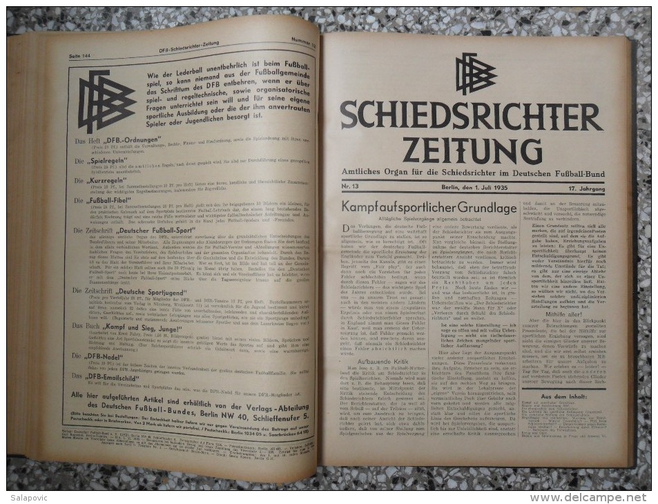 SCHIEDSRICHTER ZEITUNG 1935 (FULL YEAR, 24 NUMBER), DFB  Deutscher Fußball-Bund,  German Football Association