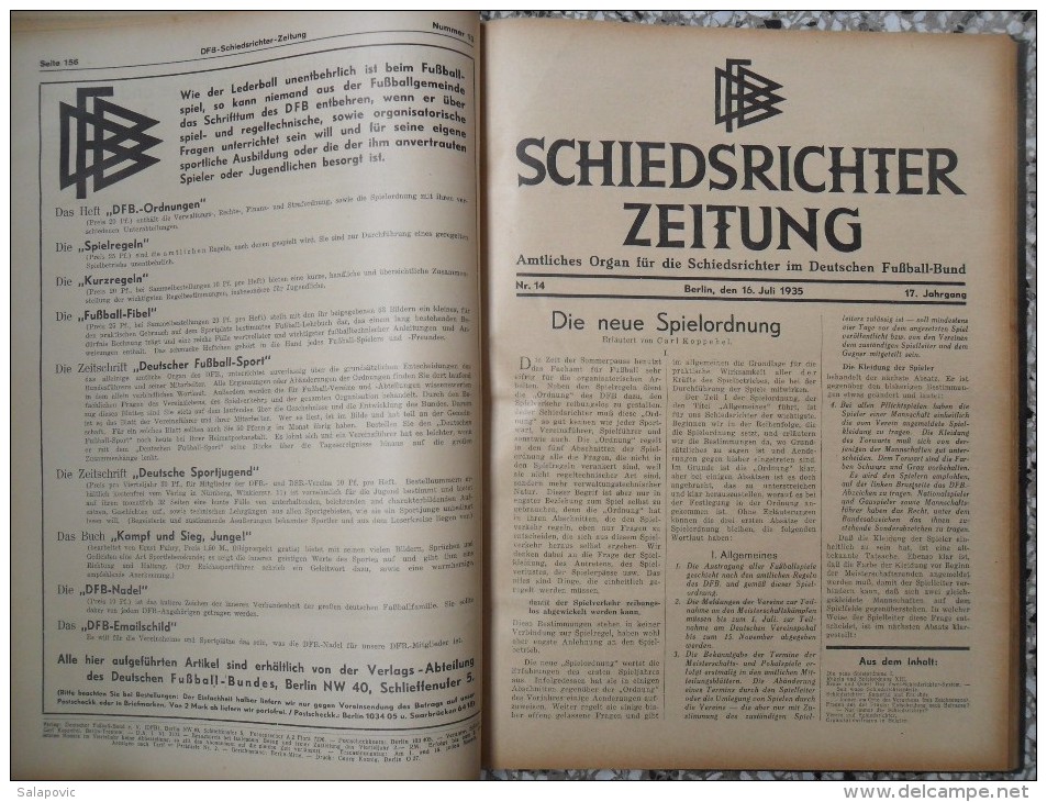 SCHIEDSRICHTER ZEITUNG 1935 (FULL YEAR, 24 NUMBER), DFB  Deutscher Fußball-Bund,  German Football Association