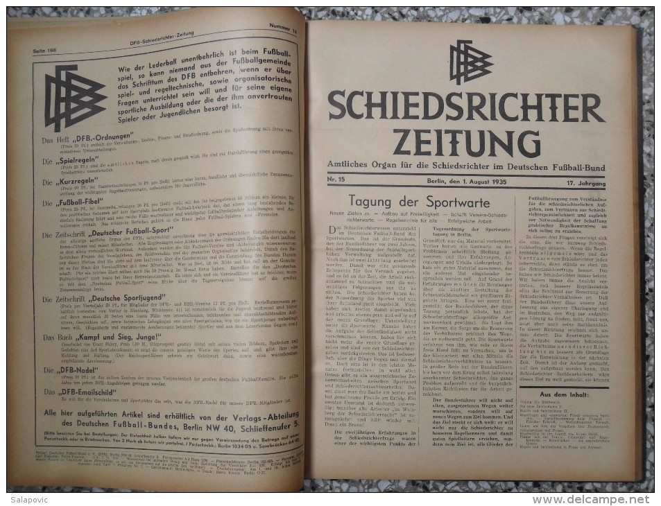 SCHIEDSRICHTER ZEITUNG 1935 (FULL YEAR, 24 NUMBER), DFB  Deutscher Fußball-Bund,  German Football Association