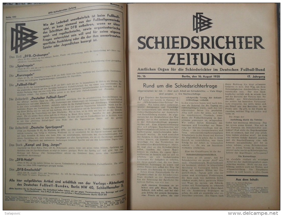 SCHIEDSRICHTER ZEITUNG 1935 (FULL YEAR, 24 NUMBER), DFB  Deutscher Fußball-Bund,  German Football Association