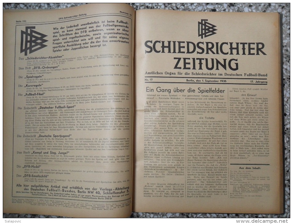 SCHIEDSRICHTER ZEITUNG 1935 (FULL YEAR, 24 NUMBER), DFB  Deutscher Fußball-Bund,  German Football Association