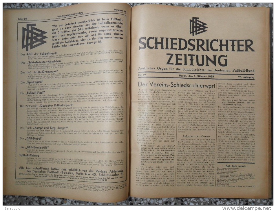 SCHIEDSRICHTER ZEITUNG 1935 (FULL YEAR, 24 NUMBER), DFB  Deutscher Fußball-Bund,  German Football Association