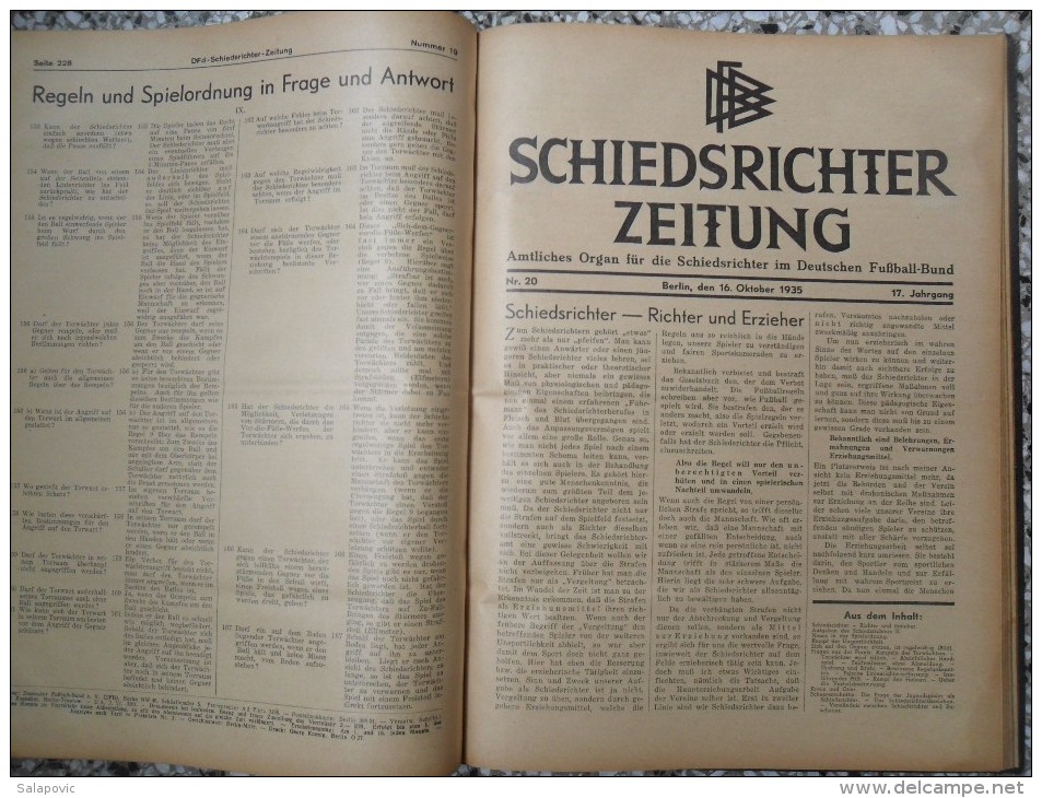 SCHIEDSRICHTER ZEITUNG 1935 (FULL YEAR, 24 NUMBER), DFB  Deutscher Fußball-Bund,  German Football Association