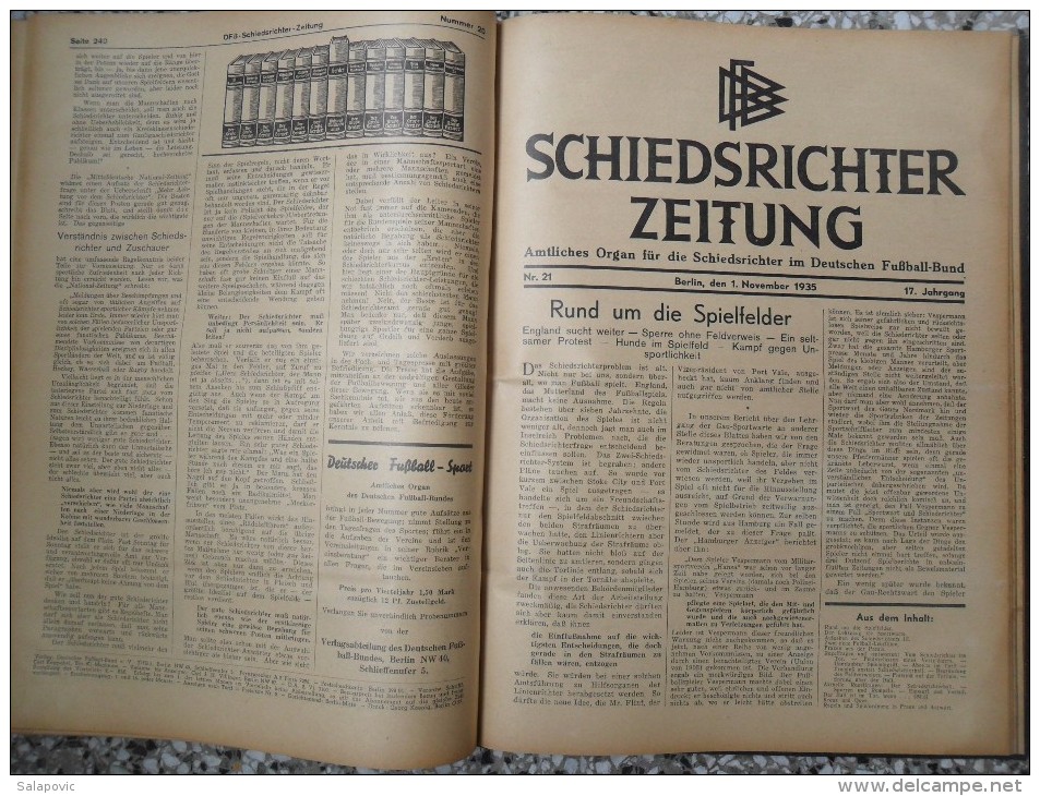 SCHIEDSRICHTER ZEITUNG 1935 (FULL YEAR, 24 NUMBER), DFB  Deutscher Fußball-Bund,  German Football Association