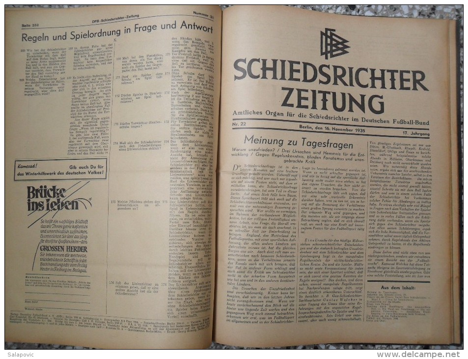 SCHIEDSRICHTER ZEITUNG 1935 (FULL YEAR, 24 NUMBER), DFB  Deutscher Fußball-Bund,  German Football Association