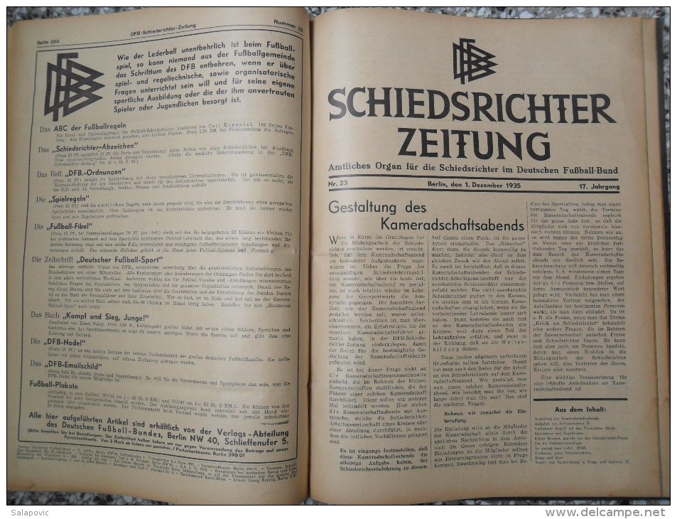 SCHIEDSRICHTER ZEITUNG 1935 (FULL YEAR, 24 NUMBER), DFB  Deutscher Fußball-Bund,  German Football Association