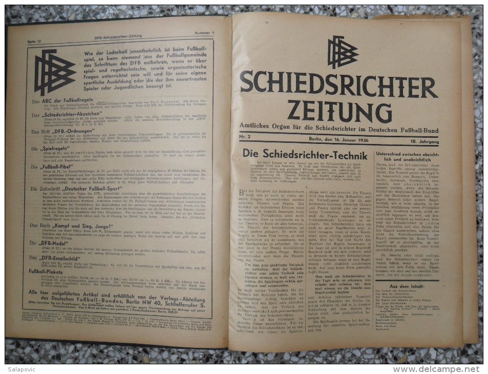 SCHIEDSRICHTER ZEITUNG 1936 (FULL YEAR, 24 NUMBER), DFB  Deutscher Fußball-Bund,  German Football Association - Bücher