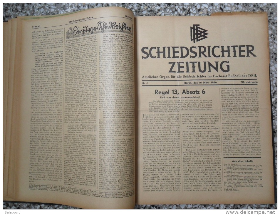 SCHIEDSRICHTER ZEITUNG 1936 (FULL YEAR, 24 NUMBER), DFB  Deutscher Fußball-Bund,  German Football Association