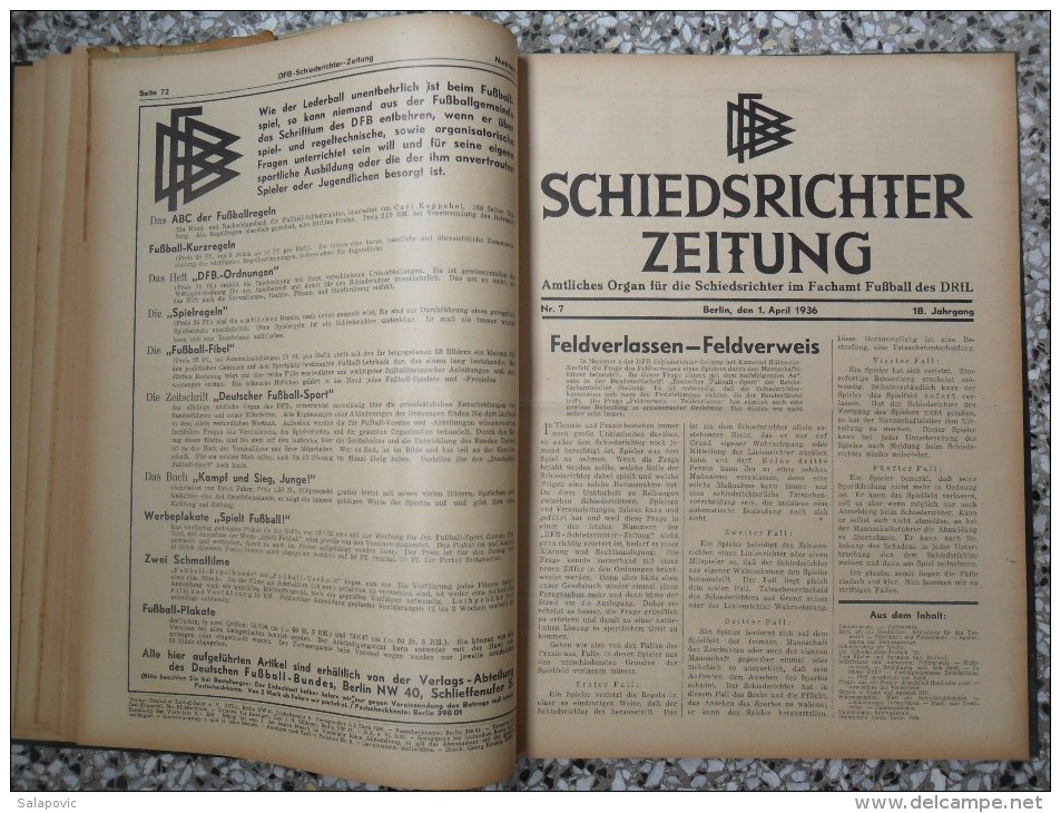 SCHIEDSRICHTER ZEITUNG 1936 (FULL YEAR, 24 NUMBER), DFB  Deutscher Fußball-Bund,  German Football Association