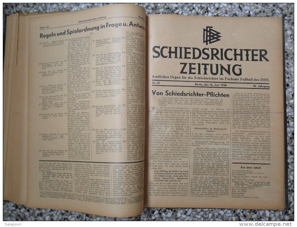 SCHIEDSRICHTER ZEITUNG 1936 (FULL YEAR, 24 NUMBER), DFB  Deutscher Fußball-Bund,  German Football Association