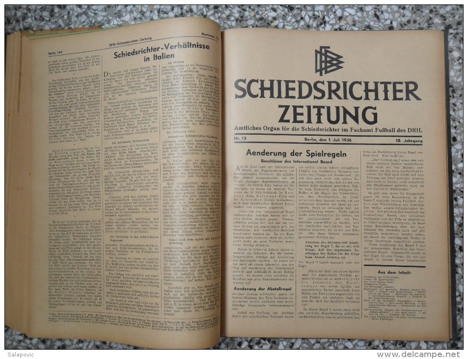 SCHIEDSRICHTER ZEITUNG 1936 (FULL YEAR, 24 NUMBER), DFB  Deutscher Fußball-Bund,  German Football Association