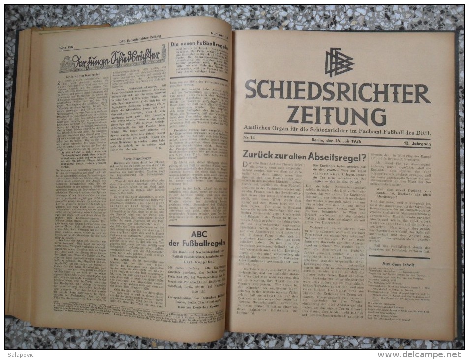 SCHIEDSRICHTER ZEITUNG 1936 (FULL YEAR, 24 NUMBER), DFB  Deutscher Fußball-Bund,  German Football Association