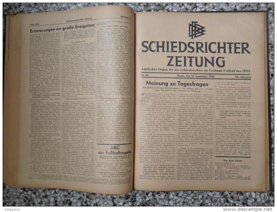 SCHIEDSRICHTER ZEITUNG 1936 (FULL YEAR, 24 NUMBER), DFB  Deutscher Fußball-Bund,  German Football Association