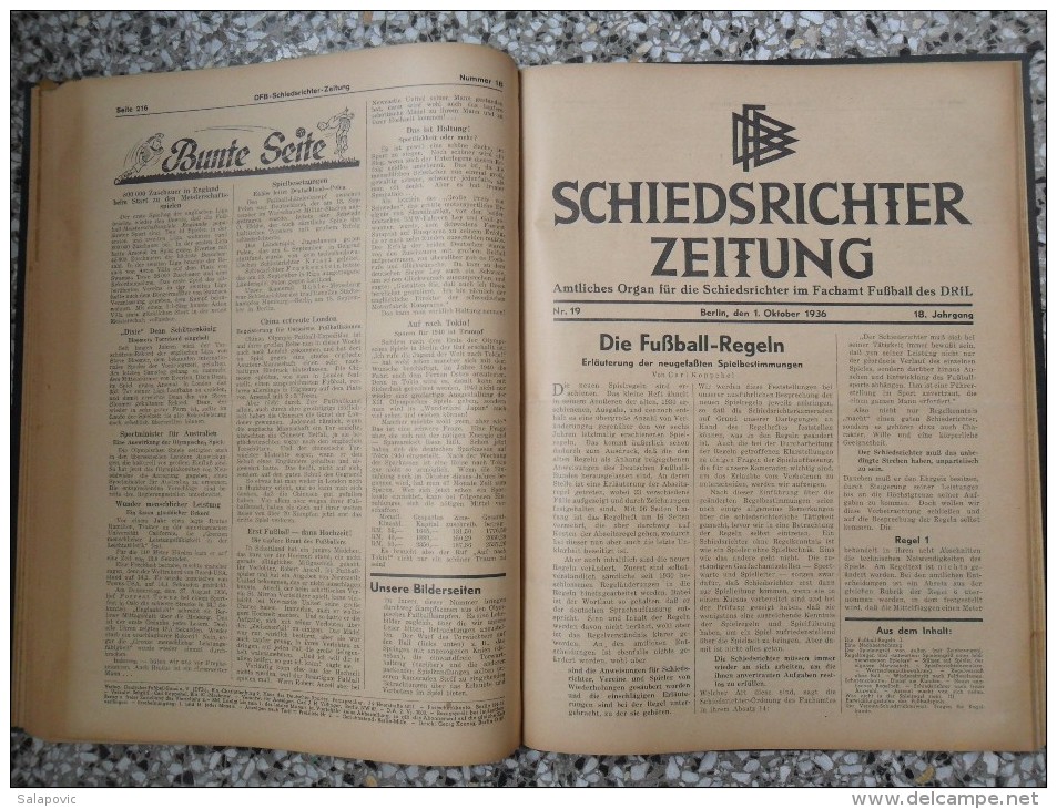 SCHIEDSRICHTER ZEITUNG 1936 (FULL YEAR, 24 NUMBER), DFB  Deutscher Fußball-Bund,  German Football Association