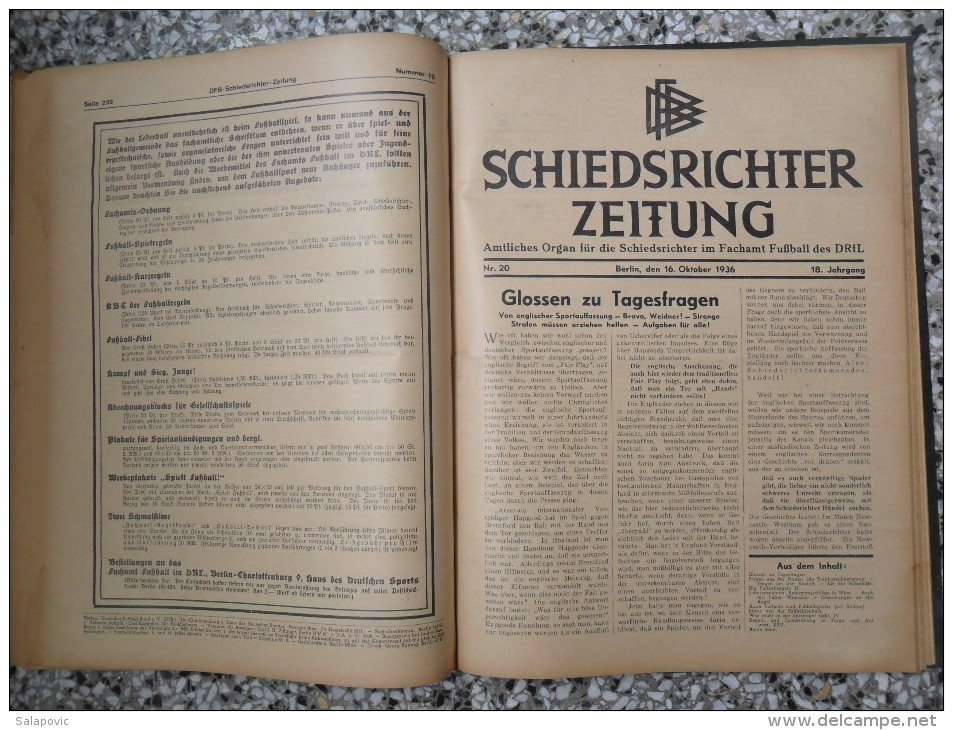 SCHIEDSRICHTER ZEITUNG 1936 (FULL YEAR, 24 NUMBER), DFB  Deutscher Fußball-Bund,  German Football Association