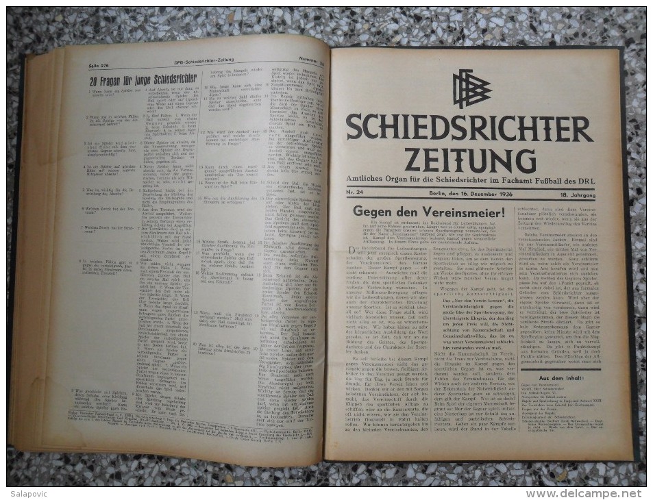 SCHIEDSRICHTER ZEITUNG 1936 (FULL YEAR, 24 NUMBER), DFB  Deutscher Fußball-Bund,  German Football Association