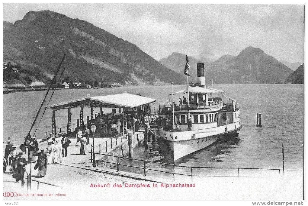 ALPNACHSTAAD &#8594; Ankunft Eines Vollbesetzten Dampfschiffs, Ca.1910 - Alpnach