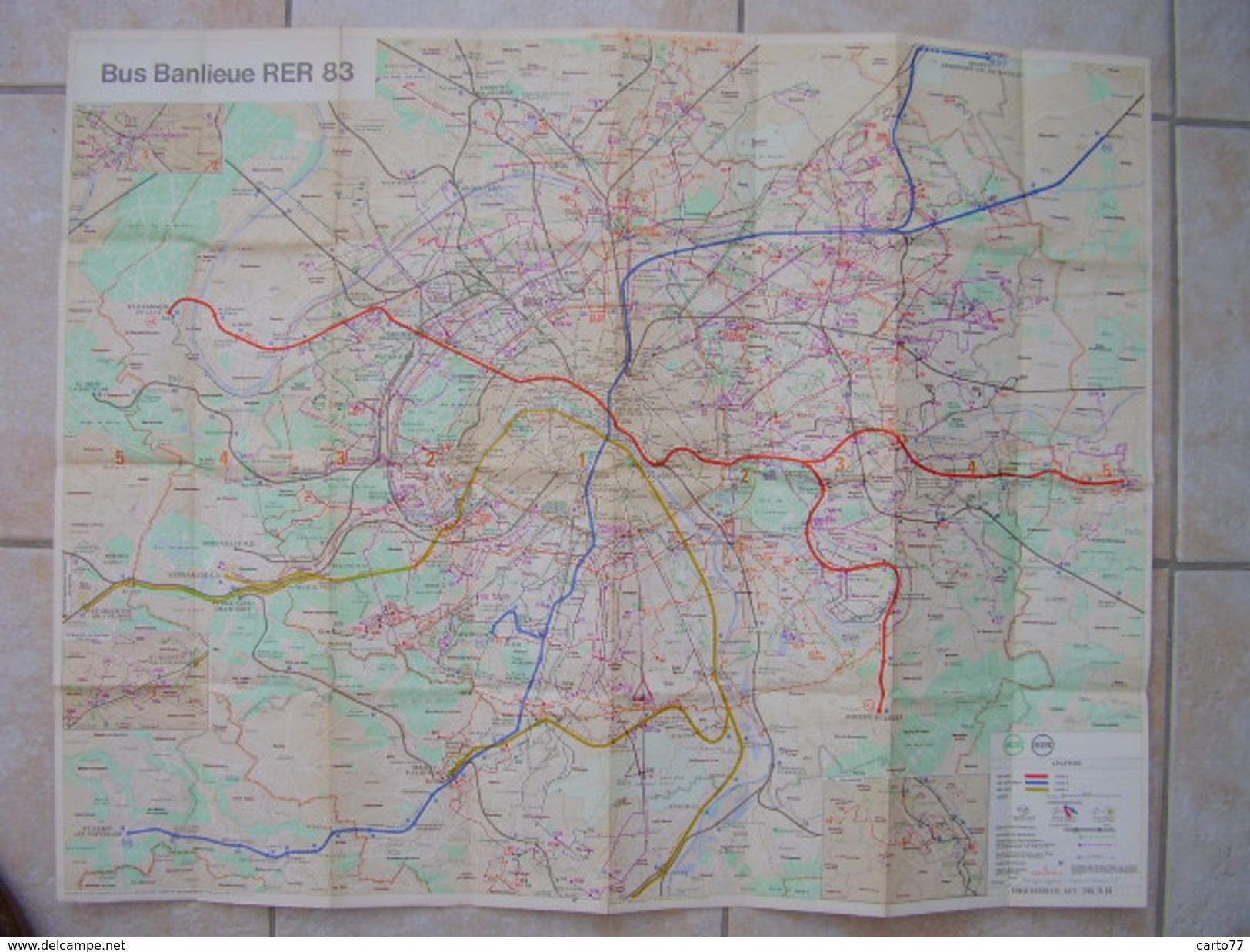 FRANCE Carte Du Réseau RATP Bus & RER Banlieue 1983 - Europa