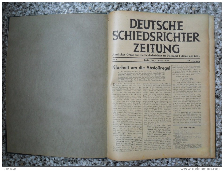 SCHIEDSRICHTER ZEITUNG 1937 (FULL YEAR, 24 NUMBER), DFB  Deutscher Fußball-Bund,  German Football Association - Bücher